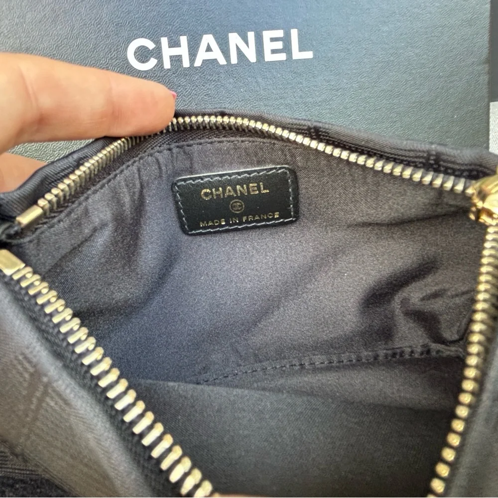 Authentic CHANEL BLACK nylon sport line clutch pouch NEW